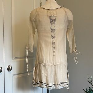 For Love of Liberty Silk Mini Dress with Skulls Size S/M